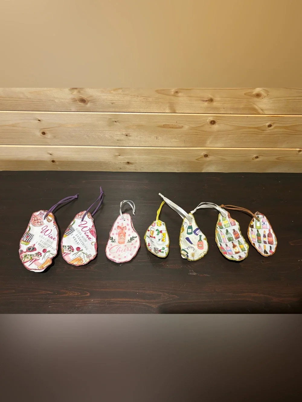 Handmade champagne decoupage shell ornament